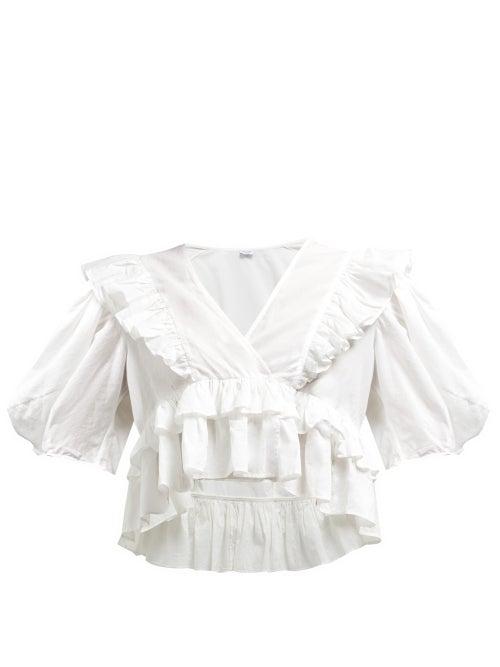 Matchesfashion.com Rhode - Elodie Cotton Voile Blouse - Womens - White