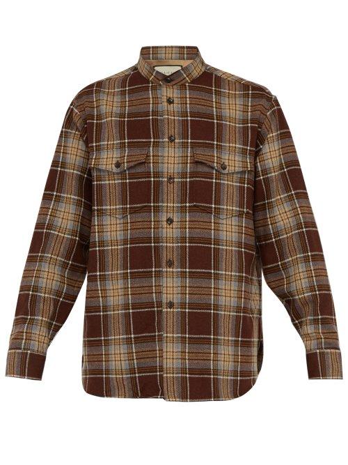 Matchesfashion.com Gucci - Checked Wool Blend Shirt - Mens - Brown