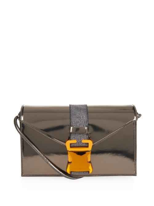 Christopher Kane Safety-buckle Metallic-leather Shoulder Bag