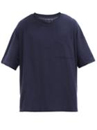 Matchesfashion.com Lahgo - Cool Oversized Cotton-blend Jersey T-shirt - Mens - Navy