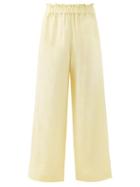 Matchesfashion.com Casa Raki - Natalia Organic-linen Wide-leg Trousers - Womens - Yellow