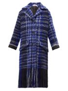 Matchesfashion.com Marni - Tasselled Single Breasted Tweed Coat - Womens - Blue Multi