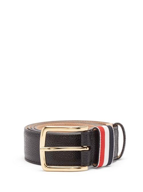 Matchesfashion.com Thom Browne - Tricolour Grained-leather Belt - Mens - Black