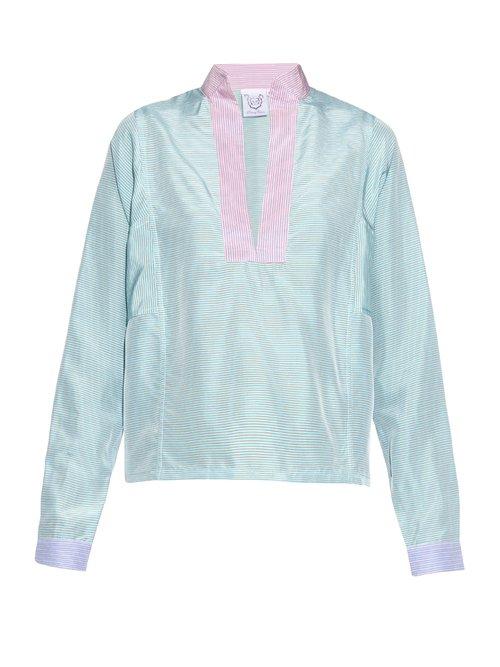 Matchesfashion.com Thierry Colson - Paloma Striped Silk Top - Womens - Pink Multi