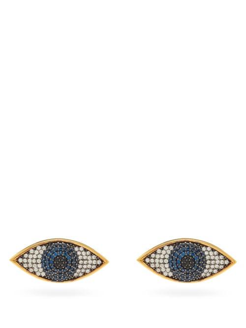 Matchesfashion.com Begum Khan - Nazar 24kt Gold-plated Earrings - Womens - Blue Multi