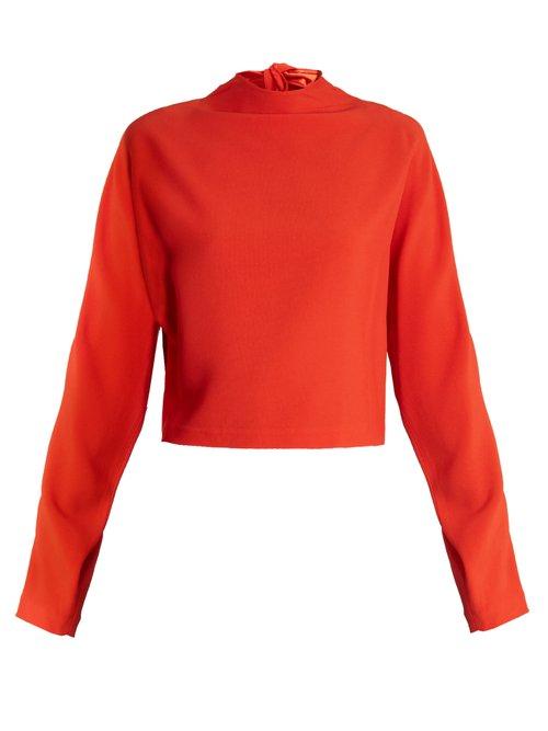 Matchesfashion.com Diane Von Furstenberg - High Neck Cropped Top - Womens - Red