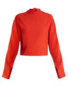 Matchesfashion.com Diane Von Furstenberg - High Neck Cropped Top - Womens - Red