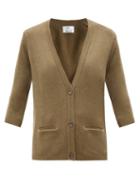 Matchesfashion.com Allude - Cropped-sleeve Cashmere Cardigan - Womens - Khaki