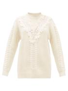 Matchesfashion.com See By Chlo - Lace Insert Wool Blend Sweater - Womens - Ivory
