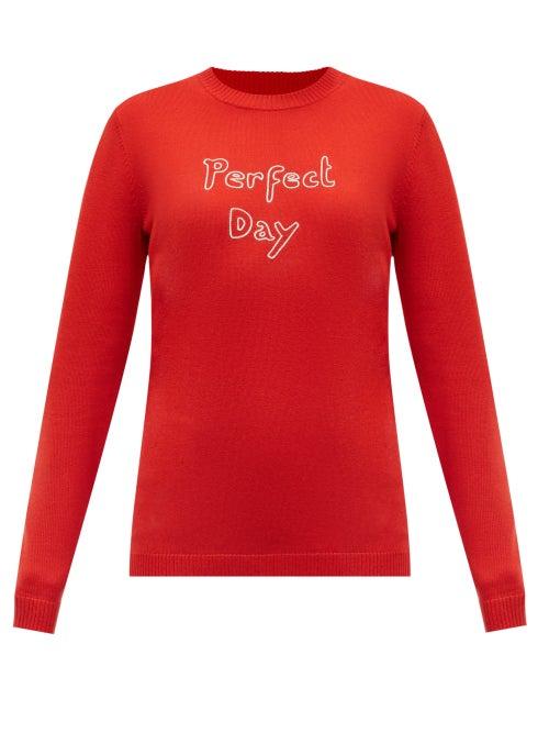 Matchesfashion.com Bella Freud - Perfect Day Embroidered Merino-wool Sweater - Womens - Red