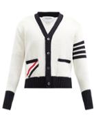 Matchesfashion.com Thom Browne - Four Bar Cotton Cardigan - Mens - White