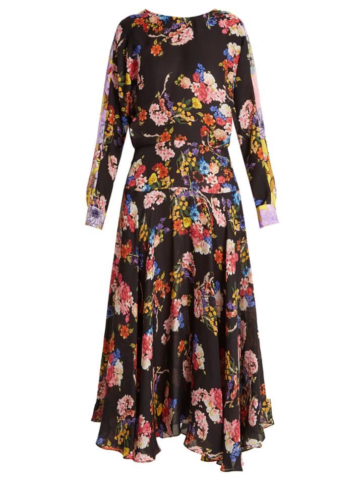 Preen By Thornton Bregazzi Imogen Floral-print Hammered-silk Dress