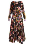 Preen By Thornton Bregazzi Imogen Floral-print Hammered-silk Dress