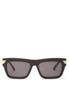 Matchesfashion.com Bottega Veneta - Rectangular Acetate Sunglasses - Womens - Black Grey