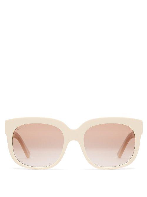 Matchesfashion.com Gucci - X Elton John Square Frame Sunglasses - Mens - White