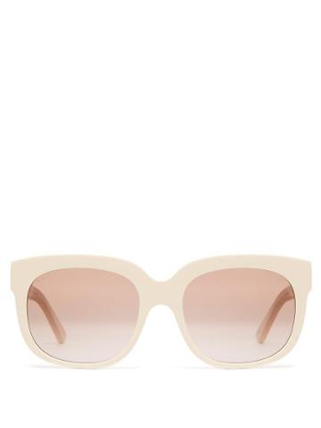 Matchesfashion.com Gucci - X Elton John Square Frame Sunglasses - Mens - White