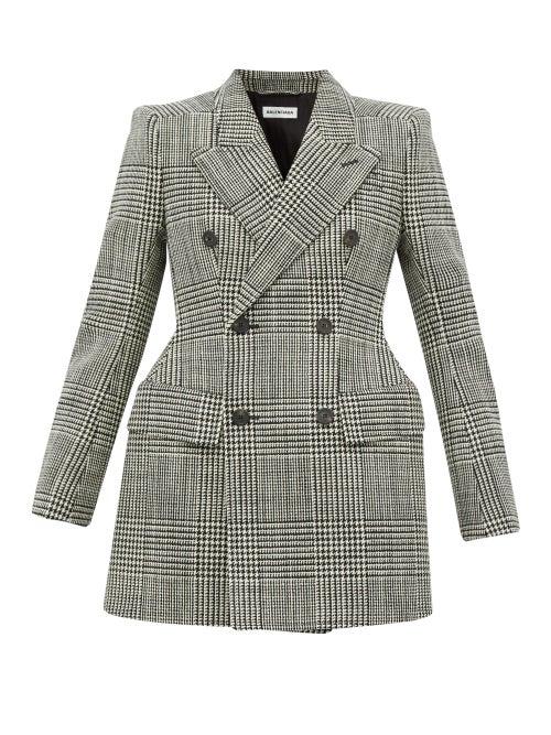 Matchesfashion.com Balenciaga - Hourglass Checked Wool Blazer - Womens - Black White