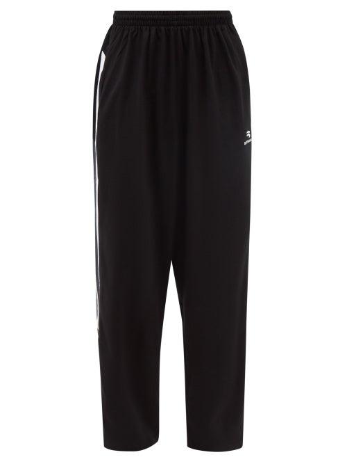 Balenciaga - Striped Cotton-jersey Track Pants - Mens - Black Grey