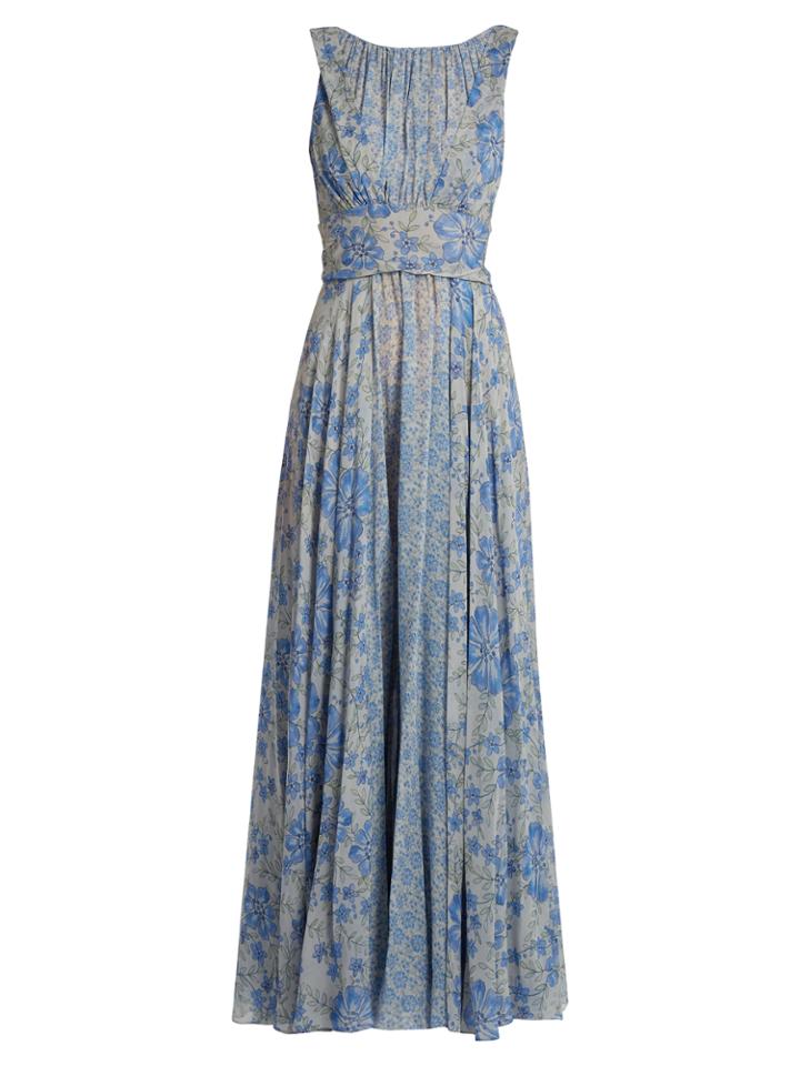 Luisa Beccaria Floral-print Silk-chiffon Gown