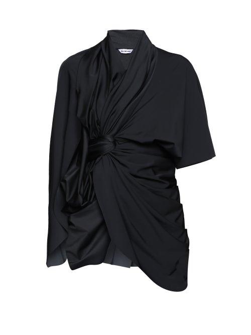 Balenciaga - Knotted Crepe Top - Womens - Black