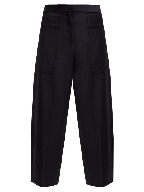 Matchesfashion.com Jil Sander - Gaston Mid Rise Wool Twill Cropped Trousers - Womens - Navy