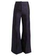 Esteban Cortázar High-rise Flared Charmeuse Trousers