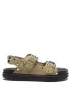 Matchesfashion.com Isabel Marant - Ophie Buckled Studded Suede Sandals - Womens - Beige