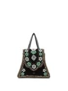 Matchesfashion.com Shrimps - Casey Floral-beaded Satin Handbag - Womens - Black