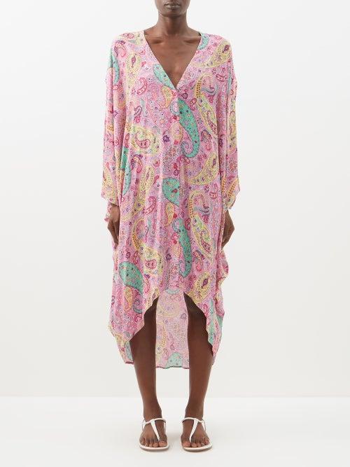 Etro - Floral Paisley-print Voile Kaftan - Womens - Pink Print