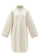 Matchesfashion.com Totme - Oversized Zip-neck Ribbed Wool-blend Sweater - Womens - Cream