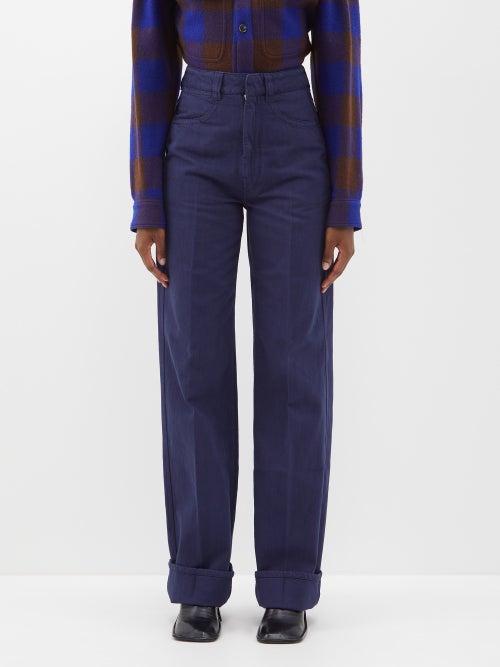 Lemaire - High-rise Denim Straight-leg Jeans - Womens - Navy