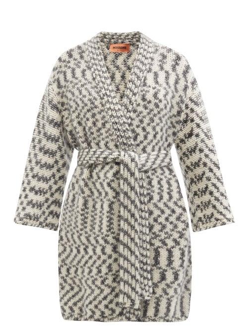 Missoni - Longline Wool-blend Wrap Cardigan - Womens - Grey White