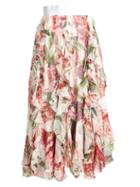 Matchesfashion.com Dolce & Gabbana - Ruffled Floral Print Silk Chiffon Midi Skirt - Womens - White Multi