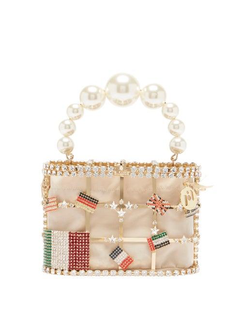 Ladies Bags Rosantica - Holli Monda Crystal-embellished Cage Bag - Womens - Beige Multi
