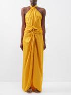 Johanna Ortiz - Vastness Of The Sea Floral-jacquard Maxi Dress - Womens - Gold