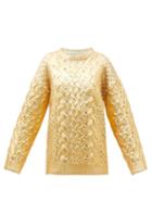 Valentino - Lace-knitted Laminated-wool Sweater - Womens - Gold