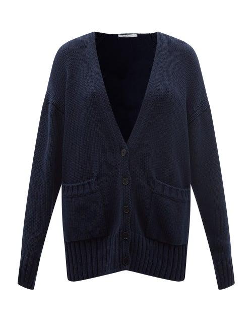 Ladies Rtw Another Tomorrow - V-neck Cotton Cardigan - Womens - Navy