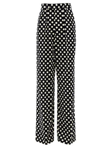 Matchesfashion.com Marc Jacobs Runway - Velvet Polka-dot Cotton Wide-leg Trousers - Womens - Black White