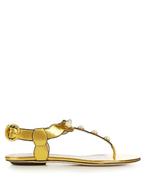 Gucci Willow Faux-pearl Embellished Leather Sandals