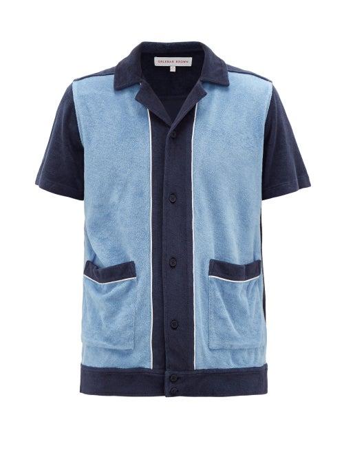 Matchesfashion.com Orlebar Brown - Travis Panelled Cotton-terry Shirt - Mens - Blue Multi