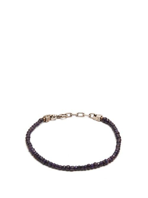 Matchesfashion.com Title Of Work - Beaded Sapphire And Sterling Silver Bracelet - Mens - Navy Multi