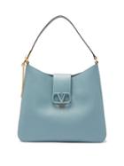 Matchesfashion.com Valentino Garavani - V-sling Large Grained-leather Shoulder Bag - Womens - Blue