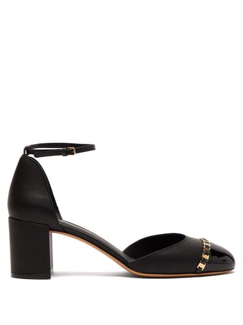 Matchesfashion.com Salvatore Ferragamo - Avise Chain Embellished Leather Mary Jane Pumps - Womens - Black