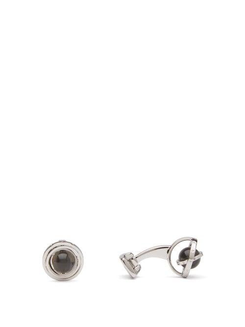 Matchesfashion.com Deakin & Francis - Gimbal Smoky Quartz And Sterling Silver Cufflinks - Mens - Black