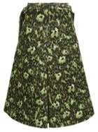 Matchesfashion.com Marni - Floral-print Cotton-cloqu A-line Skirt - Womens - Green Multi