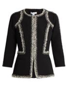 Oscar De La Renta Tweed-trimmed Peplum-hem Cady Jacket