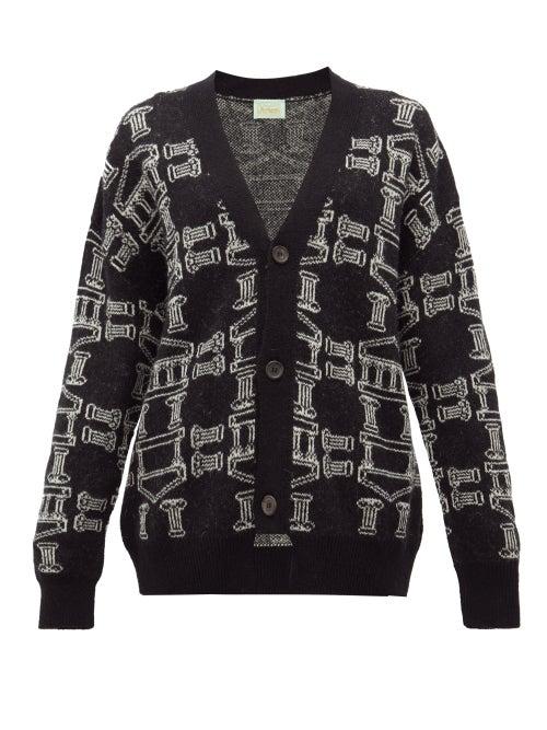 Matchesfashion.com Aries - Temple-jacquard Cardigan - Womens - Black White