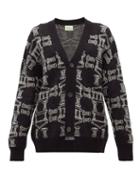 Matchesfashion.com Aries - Temple-jacquard Cardigan - Womens - Black White