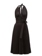 Matchesfashion.com Sara Battaglia - Halterneck Pleated Crepe Dress - Womens - Black
