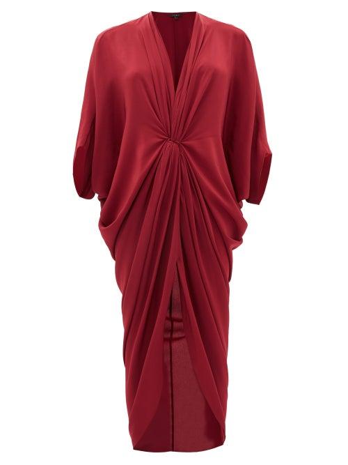Matchesfashion.com Thea - The Olympia Draped Silk Crepe De Chine Dress - Womens - Red